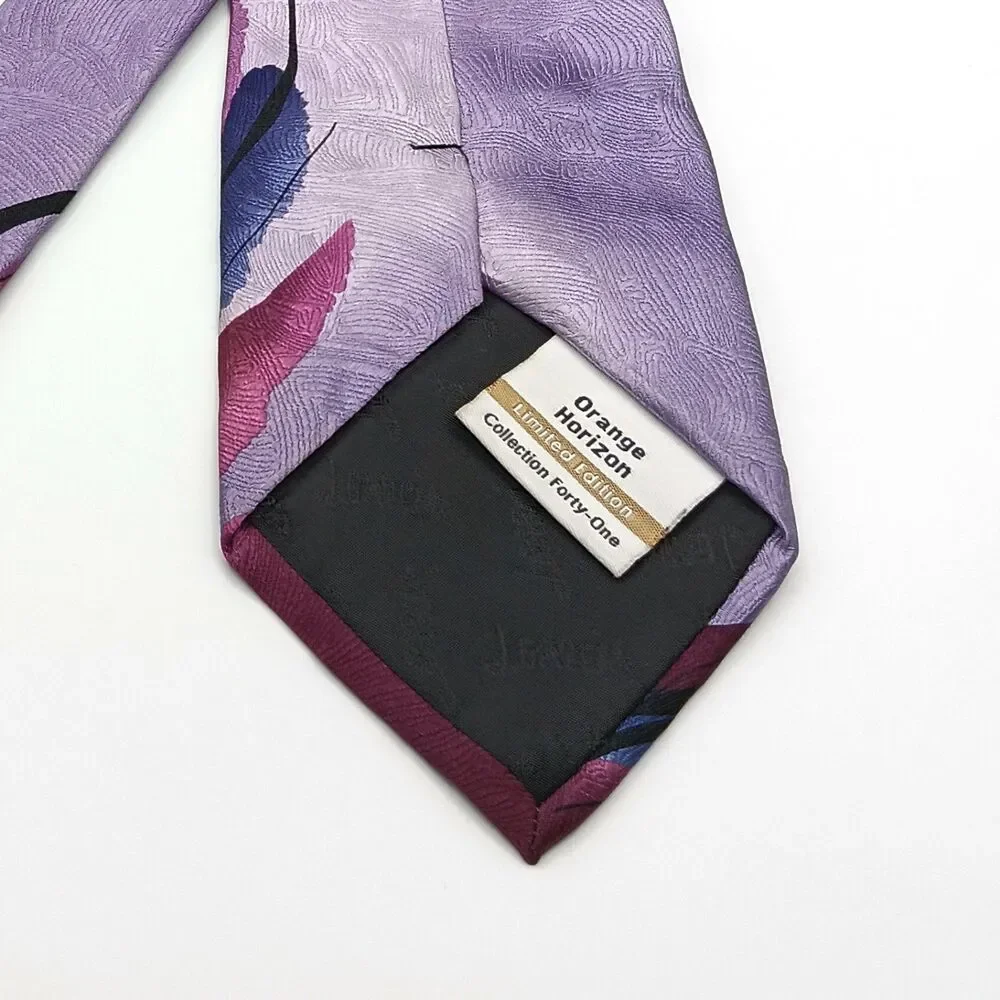 Jerry Garcia Silk Tie Mens 61.5” Lavender Violet #41 Orange Horizon Wide New